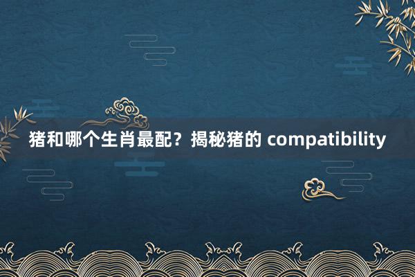 猪和哪个生肖最配？揭秘猪的 compatibility