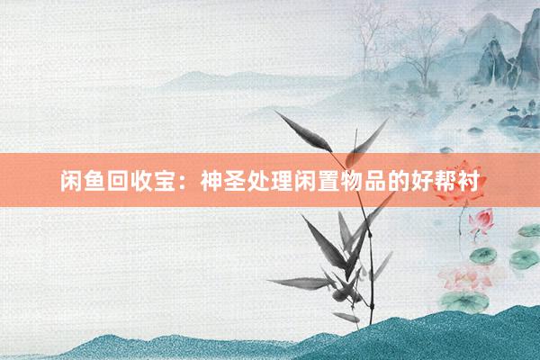 闲鱼回收宝：神圣处理闲置物品的好帮衬
